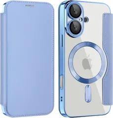 【お値引き中】iPhone 16 手帳型ケース 背面クリア ライトブルー 283L1018