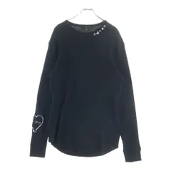 STUD MUFFIN (スタッド マフィン) FUCK OFF PATCH THERMAL L/S TEE ファックオフ ハートパッチ サーマル 長袖Tシャツ ブラック 224-02502のサムネイル