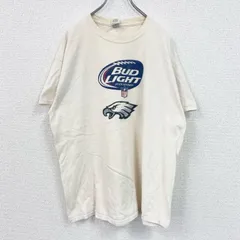 古着 used　ギルダン　半袖プリントTシャツ　NFL　バドライト　クルーネック　レトロデザイン　白　ホワイト　XLサイズ