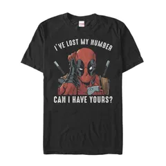 アニメキャラクター メンズ トップス Tシャツ Licensed Character Mens Marvel Comics Deadpoolost Number Tee Black ブラック