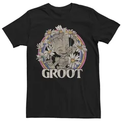 アニメキャラクター メンズ トップス Tシャツ Licensed Character Mens Marvel Guardian Of The Galaxy Daisy Groot Over The Rainbow Tee Black ブラック