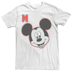 ディズニー メンズ トップス Tシャツ Disneys Mickey Mouse Varsity Letter Face Mens Tee White ホワイト