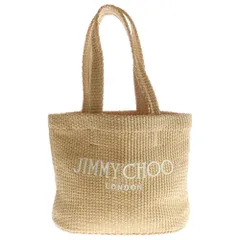 JIMMY CHOO (ジミーチュウ) ビーチ ラフィア カゴ ハンド トートバッグ ベージュのサムネイル