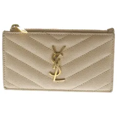 SAINT LAURENT PARIS (サンローランパリ) モノグラム フラグメント ジップカードケース ベージュ 607915