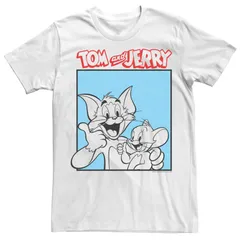 アニメキャラクター メンズ トップス Tシャツ ロゴ Licensed Character Mens Tom And Jerry Black And White Portrait Logo Tee White ホワイト
