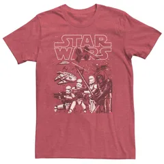 スター ウォーズ メンズ トップス Tシャツ Menstar Wars Into The Fray Kylo Ren And Stormtrooper Tee Red Heather ヘザー