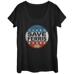 アニメキャラクター レディース トップス Tシャツ グラフィック Licensed Character Juniors Ferris Bueller Ferris Wasaved Scoop Neck Graphic Tee Black ブラック