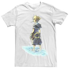 애니메이션 캐릭터 맨즈 탑스 T셔츠 Licensed Character Mens Kingdom Hearts Feet Wet Watercolor Tee White 화이트