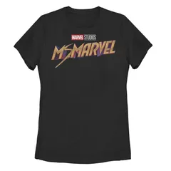 アニメキャラクター レディース トップス Tシャツ ロゴ Licensed Character Juniors Ms Marvel Colorfulogo Tee Black ブラック