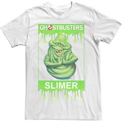 アニメキャラクター メンズ トップス Tシャツ Licensed Character Mens Ghostbusters Frame Slimer Poster Tee White ホワイト