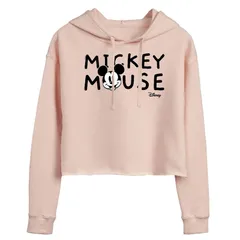 ディズニー レディース アウター パーカー・スウェット クロップド グラフィック Disneys Mickey Mouse Juniors Cropped Graphic Hoodie Pink ピンク