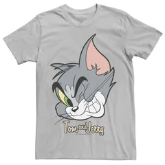 アニメキャラクター メンズ トップス Tシャツ Licensed Character Mens Tom And Jerry Tom Cat Big Face Tee Silver シルバー