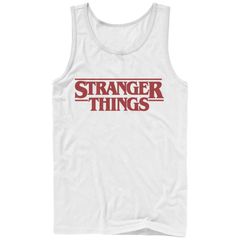 애니메이션 캐릭터 맨즈 탑스 T셔츠 로고 그래픽 Licensed Character Mens Netflix Stranger Things Red Logo Graphic T