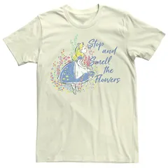 ディズニー メンズ トップス Tシャツ Disneys Alice In Wonderland Menstop And Smell The Flowers Tee Natural