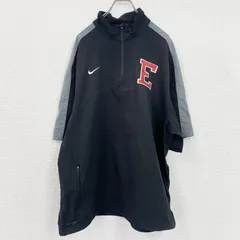 古着 used　NIKE　ナイキ　DRI‐FIT　半袖　ハーフジップナイロンジャケット　スウッシュロゴ　黒　ブラック　XLサイズ