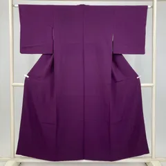 たんす屋 TANSU-YA 着物 リユース着物 色無地 紫 カジュアル セミフォーマル 縮緬 袷 絹 未洗い 【身丈】150cm【裄丈】63cm MS7973