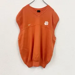 古着 used　90s　NIKE　ナイキ　Vネックコットンニットベスト　ヴィンテージ　オレンジ　XLサイズ