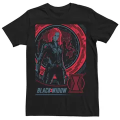 アニメキャラクター メンズ トップス Tシャツ Licensed Character Mens Marvel Black Widow Globe Portrait Poster Tee Black ブラック
