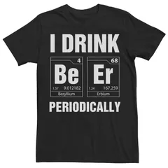アニメキャラクター メンズ トップス Tシャツ グラフィック Licensed Character Mens I Drink Beer Periodically Element Squares Graphic Tee Black ブラック