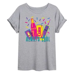 アニメキャラクター レディース トップス Tシャツ Licensed Character Juniors CocaColalways Cool Oversized Tee Gray グレー