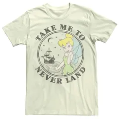 ディズニー メンズ トップス Tシャツ Disneys Peter Pan Take Me To Never Land Mens Tee Naturalのサムネイル