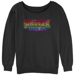 애니메이션 캐릭터 레이디스 아우터 파커·스웨트 셔츠 로고 Licensed Character Juniors Stranger Things Rainbow Logo Slouc