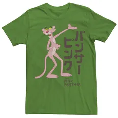 アニメキャラクター メンズ トップス Tシャツ ロゴ グラフィック Licensed Character Mens Pink Panther Kanji Portrait Logo Graphic Tee Kelly ピンク