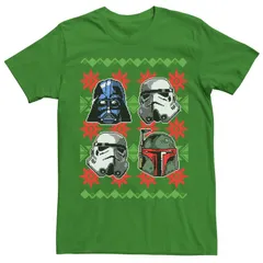 アニメキャラクター メンズ トップス Tシャツ Licensed Character Menstar Wars Bad Guy Helmets Ugly Christmas Tee Kelly