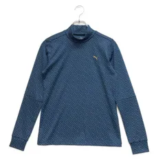 中古 レディース プーマ PUMA 長袖シャツ M 紺 ネイビー モックネック ハイネック ストレッチ