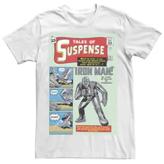 マーベル メンズ トップス Tシャツ グラフィック Mens Marvel Avengers Iron Man Classic Suspense Comicover Graphic Tee White ホワイト