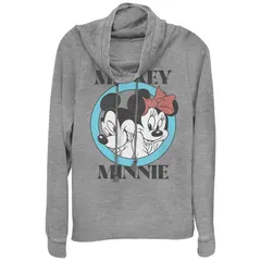 ディズニー レディース トップス Tシャツ グラフィック Disneys Juniors Mickey N Minnie Cowlneck Graphic Lightweight Long Sleev