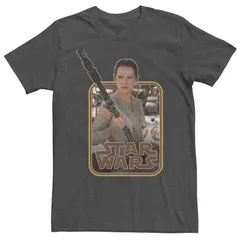 アニメキャラクター メンズ トップス Tシャツ ロゴ Licensed Character Menstar Wars Rey Staff Logo Tee Charcoal Heather チャコール