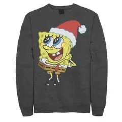 ニコロデオン メンズ アウター パーカー・スウェット パンツ シャツ Mens Nickelodeon SpongeBob SquarePantsanta Hat Sweatshirt Charcoal Heather チャコール