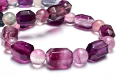 パープル フローライト　13-17x10-12(丸玉9.5)mm　原石ラフカット ブレスレット 1個売り パワーストーン 天然石 _BG6388-3