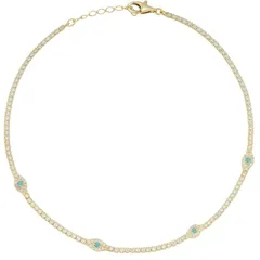 Sunkissed Sterling レディース アクセサリー ブレスレット・バングル・アンクレット アンクル Sunkissed Sterling Cubic Zirconia Evil Eye Tennis Anklet Gold Tone ゴールド