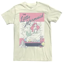 ディズニー メンズ トップス Tシャツ Disneys The Little Mermaid Faded Poster Mens Tee Natural