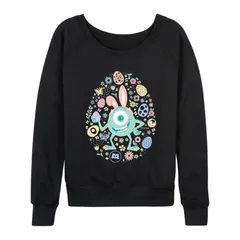 ディズニー ピクサー レディース トップス Tシャツ パイル Womens Disney Pixars Monsters Inc Easter Bunny Mike Wazowski French Terry Long Sleeve Tee Black ブラッ