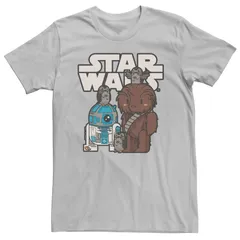 アニメキャラクター メンズ トップス Tシャツ ロゴ Licensed Character Menstar Wars R2D2 Chewbacca Porg Cartoon Logo Tee Silver シルバー