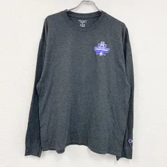 古着 used　Champion　チャンピオン　NCAA　長袖プリントTシャツ　灰色　グレー　XLサイズ