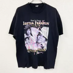 古着 used　ALSTYLE　半袖バンドプリントTシャツ　クルーネック　アレサフランクリン　Y2K　レトロ　黒　XLサイズ