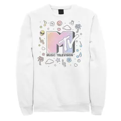 アニメキャラクター メンズ アウター パーカー・スウェット シャツ ロゴ Licensed Character Mens MTV Music Television Doodles Logo Sweatshirt White ホワイト