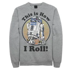 スター ウォーズ メンズ アウター パーカー・スウェット シャツ Menstar Wars R2D2 How I Roll Sweatshirt Pullover Athletic Heather ヘのサムネイル