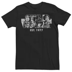 アニメキャラクター メンズ トップス Tシャツ ロゴ Licensed Character Menstar Wars Cast Logo Star Wars Est 1977 Tee Black ブラック