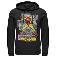 マーベル メンズ アウター パーカー・スウェット Mens Marvel Avengers Iron Man Comic Panel Portrait Hoodie Black ブラックのサムネイル