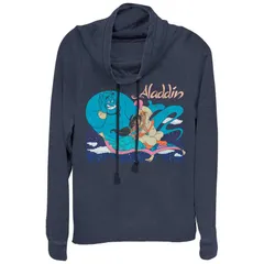 ディズニー レディース トップス Tシャツ グラフィック Disneys Aladdin Juniors Magicarpet Ride Cowlneck Graphic Lightweight Lo