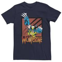 マーベル メンズ トップス Tシャツ グラフィック Mens Marvel XMen Wolverine Leaping Portrait Graphic Tee Navy ネイビー