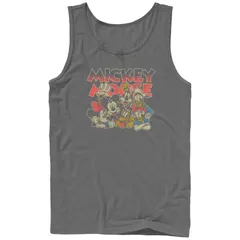 ディズニー メンズ トップス Tシャツ グラフィック Disneys Mickey Mouse Mens And Friends Group Image Graphic Tank Top Charcoal チャコール