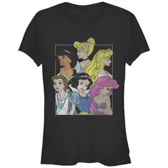 ディズニー レディース トップス Tシャツ グラフィック Disney Princesses Juniors Distressed Box Fitted Graphic Tee Black ブラック