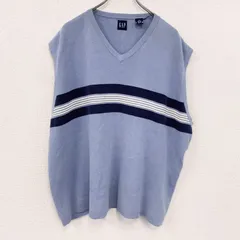 古着　used　90s　OLD GAP　オールドギャップ　コットンニットベスト　ヴィンテージ　水色　ライトブルー　2XLサイズ