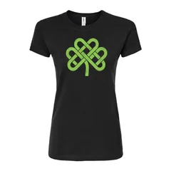 アニメキャラクター レディース トップス Tシャツ グラフィック Licensed Character Juniors St Patricks Day Celtic Shamrock Fitted Graphic Tee Black ブラック